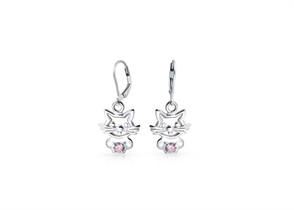 Kitty cat Lever Back Fashion Earrings